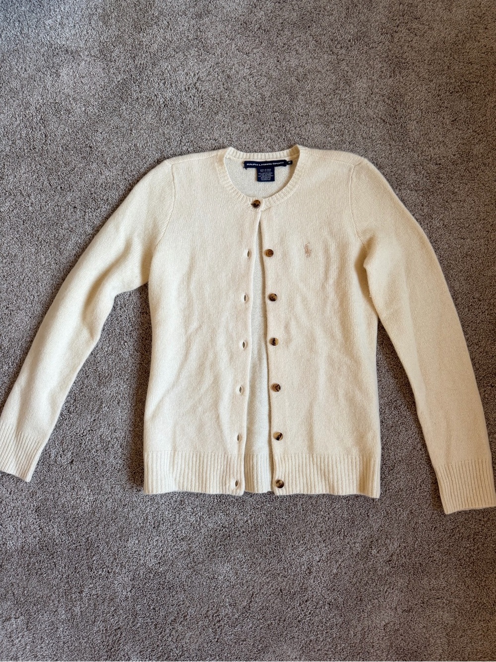 Ralph Lauren Cream Button-Front Cardigan Sweater Size MEDIUM